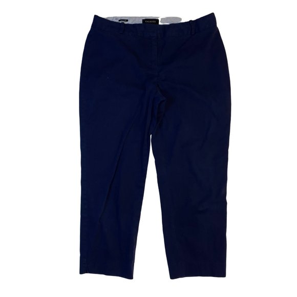 Talbots Womens Navy Blue Signature Flat‎ Front Crop Career Pants, Size 10 - Picture 1 of 6